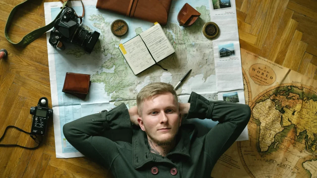 World Map Person Planning Travel