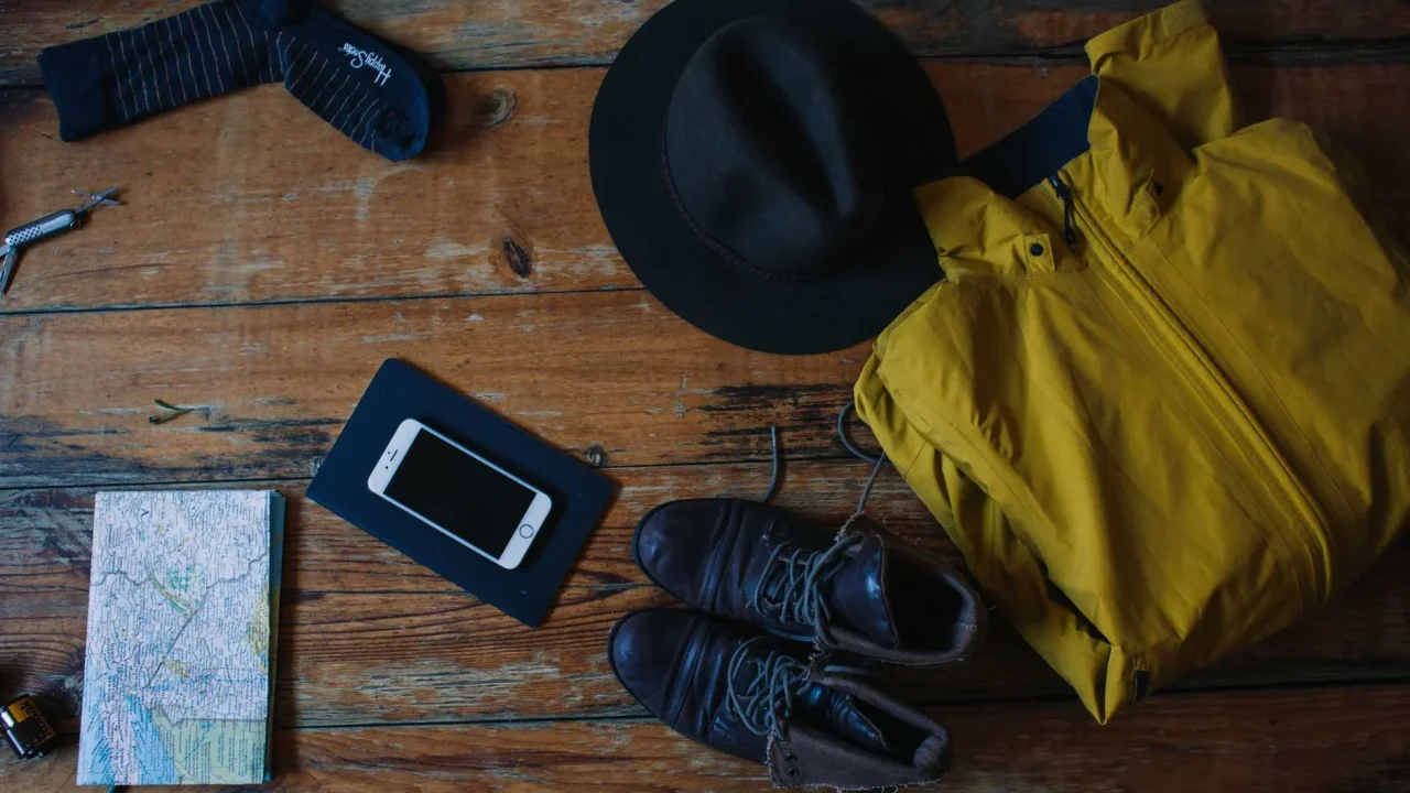 Folded Clothes Hiking Boots