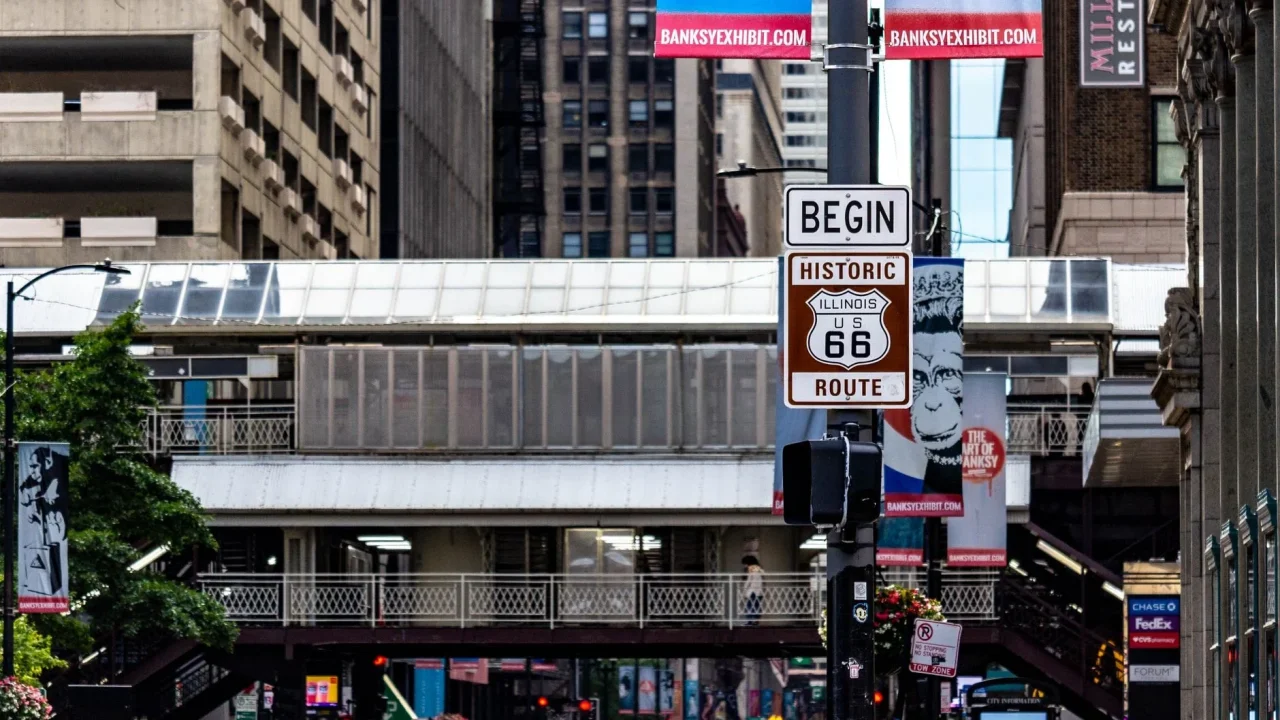 Route 66 Sign Classic Car