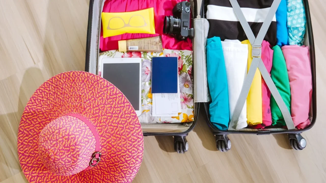 Travel Suitcase Packed Clothes
